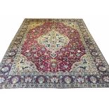 FINE ANTIQUE PERSIAN TABRIZ CARPET, 371cm x 286cm,