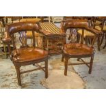 LIBRARY DESK CHAIRS, a pair,