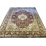 FINE PURE SILK TEHRAN DESIGN CARPET, 310cm x 246cm,