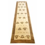 CONTEMPORARY TIBETAN SILK AND WOOL RUNNER, 301cm x 81cm.