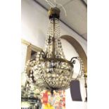 CHANDELIER, with faceted glass drops, 79cm H.