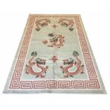 FINE PURE SILK CANTONESE DRAGON CARPET, 246cm x 154cm.