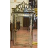 PIER MIRROR, Venetian style rectangular with pierced etched arched plates, 141cm H x 73cm.