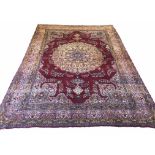 ANTIQUE LAVER KERMAN CARPET, 339cm x 244cm,