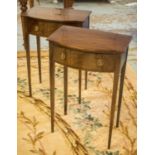 BEDSIDE/LAMP TABLES, a pair, George III design, flame mahogany,