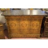 COMMODE, Louis Philippe walnut with grey marble top above four drawers, 95cm H x 128cm x 59cm.