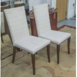 SIDE CHAIRS, a pair, in cream fabric on square supports, 48cm W.