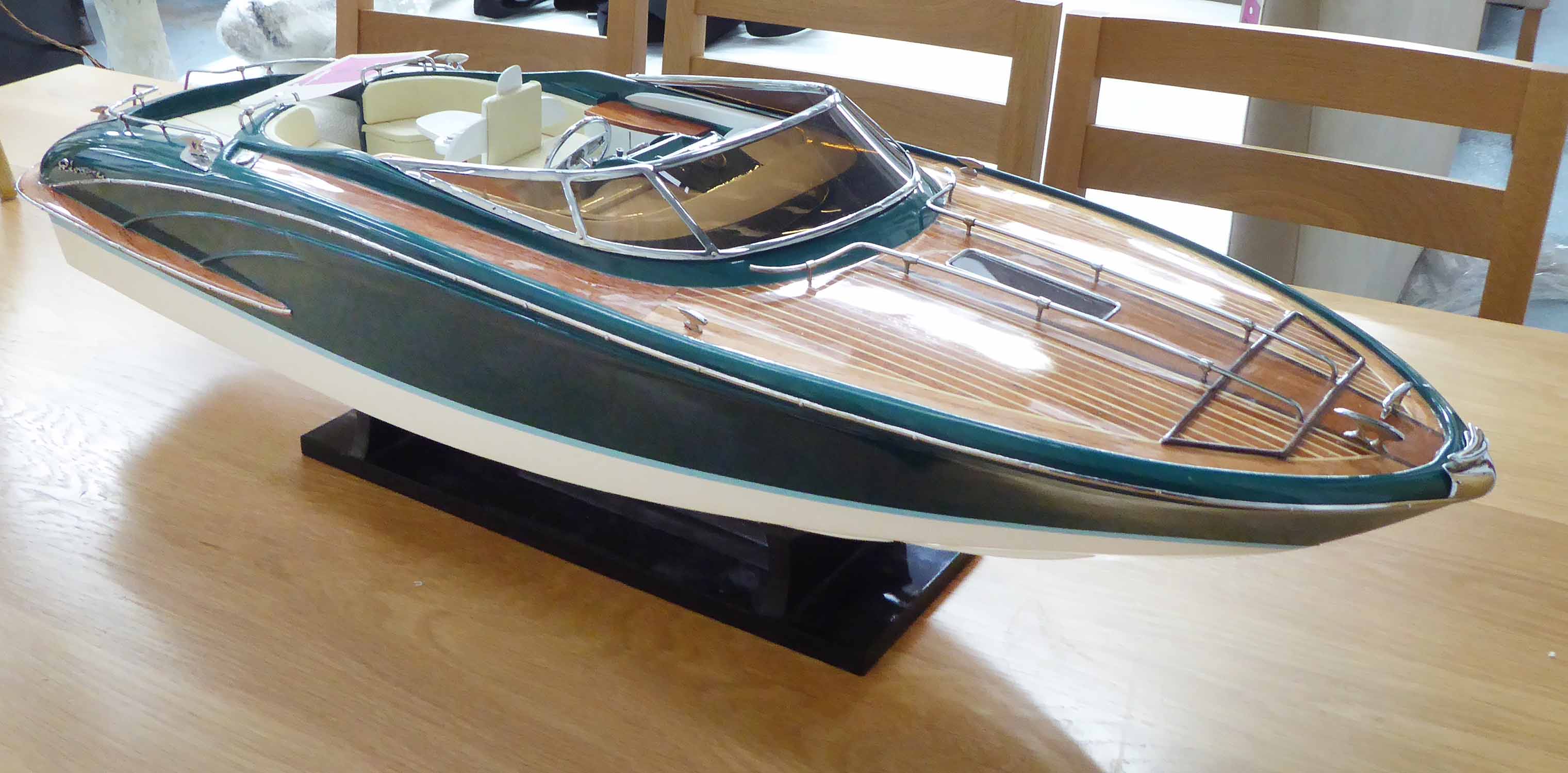 RIVARAMA JADE VALLEY BOAT MODEL, 90cm L with stand.