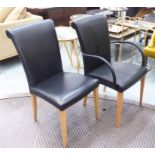 POLTRONA FRAU VITTORIA DINING CHAIRS, a set of twelve, black leather.