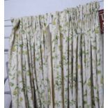 CURTAINS, a pair, 165cm gathered by 240cm dropped in green,