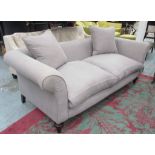 SOFAS & STUFF SOFA, with grey Colefax and Fowler upholstery, 212cm L x 73cm H.