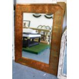 WALL MIRRORS, a pair, contemporary, coppered finish, 121cm x 91cm.