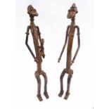 TRIBAL ARTS - LOBI BRONZE FIGURAL SCULPTURES, male and female, Burkina Faso, 37cm H.
