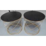 SIDE TABLES, a pair, contemporary Italian inspired gilt finish, 41cm H.