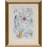 MARC CHAGALL 'Lovers in Paris', 1981, offset lithograph, printed by Maeght, 35cm x 23cm,