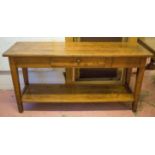 SERVING TABLE, mid 19th century French cherrywood with frieze drawer and pot board below,