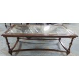 COFFEE TABLE, with an eglomisé mirrored top, 140cm L x 70cm D x 52cm H; plus lamp table to match,