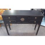 CONSOLE TABLE, Chinese Shanxi style, ebonised with four drawers and two doors, 67cm x 27cm x 80cm.