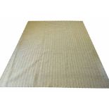 CONTEMPORARY JUTE CARPET, 300cm x 246cm, repeat green and ivory chevron bands.