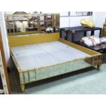DOUBLE BED FRAME,, 6ft, mirrored with bevelled plate within a gilded frame (no mattress).