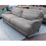 HOWARD STYLE SOFA, grey leather finish, 212cm W approx.
