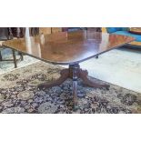 BREAKFAST TABLE, Regency, mahogany with rounded rectangular tilt top, 71cm H x 145cm W x 106cm D.