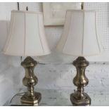 TABLE LAMPS, a pair, metal urn shapes, overall each 77cm H, including shades.