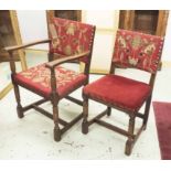 DINING CHAIRS, a set of eight, early 20th century Jacobean style including two carvers 57cm W,