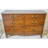 BANK OF SIX DRAWERS, Regency mahogany on bracket supports, 37cm x 81cm H x 119cm.