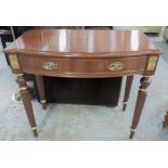 BOWFRONT SIDE TABLE, Regency style, mahogany, with gilt detail, 47cm D x 88cm W x 81cm H.