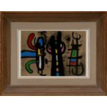 JOAN MIRO 'Personnage et Oiseaux', 1965, hand coloured pochoir, signed in plate, Edition:1275,