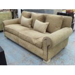 SOFA, contemporary design, feather filled, with studded detail, 220cm W approx.