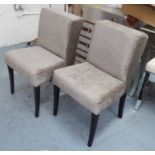 DINING CHAIRS, a set of eight, contemporary grey finish on ebonised supports, 82cm H.