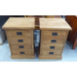 BEDSIDE DRAWERS, a pair, by 'Raft', teak, military style, each with five drawers,