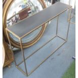 HALL TABLE, vintage gilt metal framed with patinated rectangular top, 99cm L x 25cm D x 70cm H.