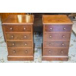 BEDSIDE CHESTS, a pair, mahogany in Victorian manner each with four drawers, 73cm H x 46cm x 40cm.