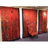 CHINESE QING SILK EMBROIDERED CURTAINS, four, the largest 245cm x 160cm.