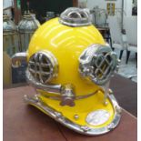 DIVERS HELMET, decorative reproduction US Navy design, stylised yellow finish, 48cm H approx.
