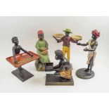 FIVE VARIOUS BLACKAMOOR FIGURES, tallest 42cm H.