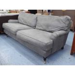 HOWARD STYLE SOFA, grey leather finish, 212cm W approx.