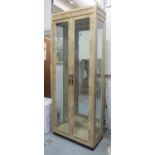 TALL DISPLAY CABINET, burr wood veneer with mirrored back,