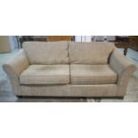 SOFA, four cushion, natural chenille cotton with shaped supports, 222cm W x 100cm D.