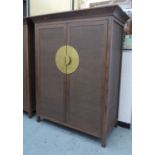 MEDIA CABINET, in the oriental style, with fold away door mechanism, 136cm W x 68cm D x 170cm H.