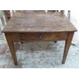 FARMHOUSE TABLE, early 19th century French oak and pollard oak with a frieze drawer,