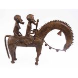 TRIBAL ARTS - TWO LOBI WARRIORS ON HORSEBACK, Burkina Faso, bronze sculpture,