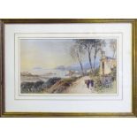 JOSEPH NEWINGTON CARTER (British 1835-1871) 'Sicilian coast', 1808, watercolour, monogrammed,