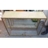 CONSOLE TABLE, contemporary, gilded metal base, 111cm x 31cm x 85cm H.