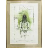 ALBERTO GIACOMETTI 'Standing figure', lithograph signed in stone and framed, 62cm x 37cm.