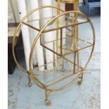 COCKTAIL TROLLEY, French art deco style, gilt finish, 94cm H.