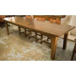 FARMHOUSE TABLE, 18th century oak with four plank rectangular top and square tapering supports,